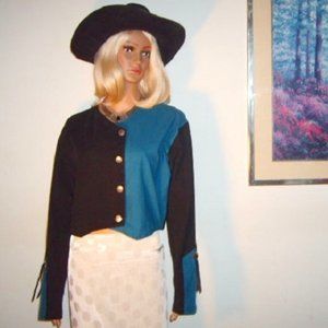 Vintage Western Crop Top Shirt M Silver-Tone Conchos Leather Handmade Rare